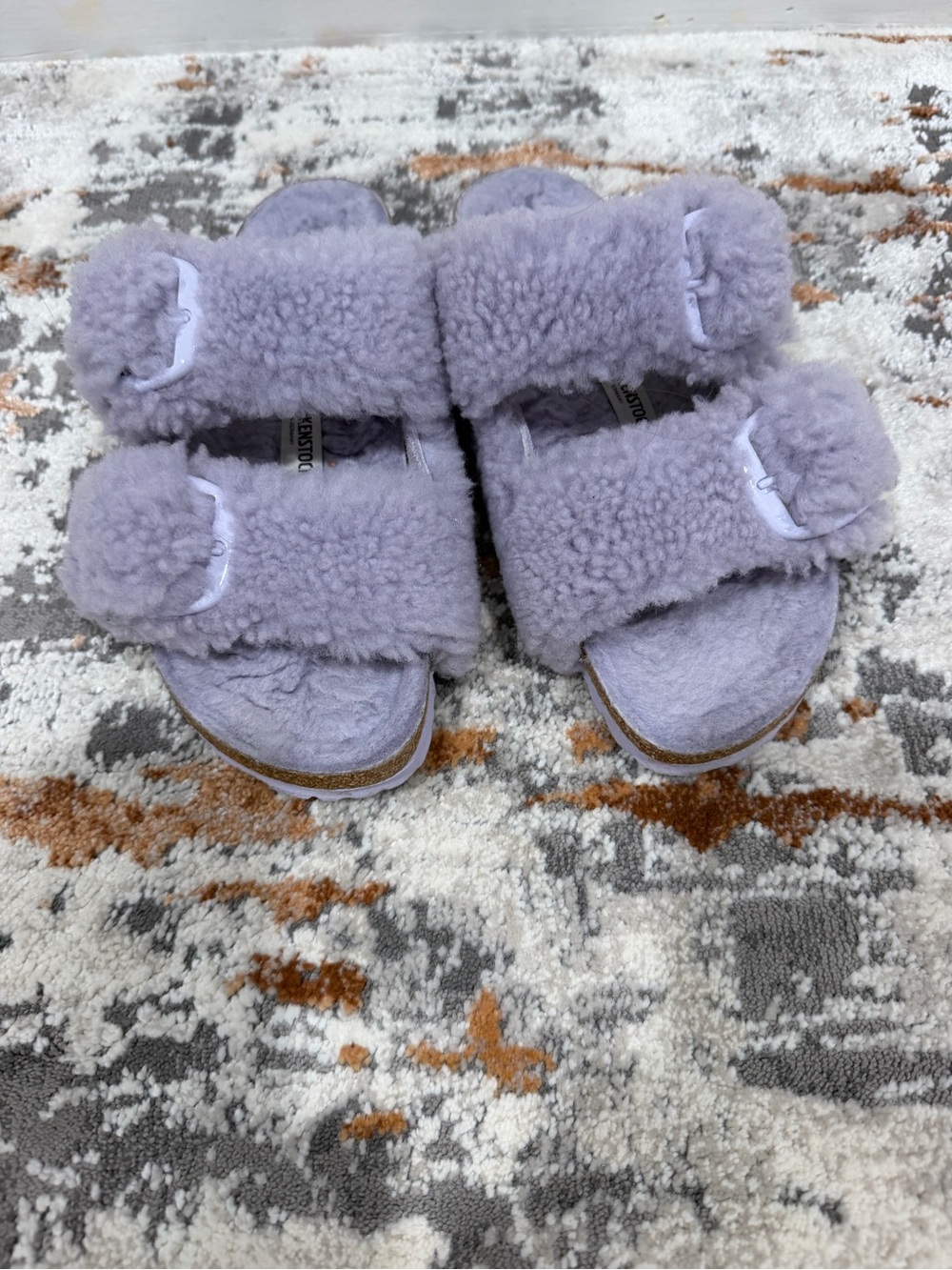 Birkenstock Lavender Plush Double-Strap Slide Sandals